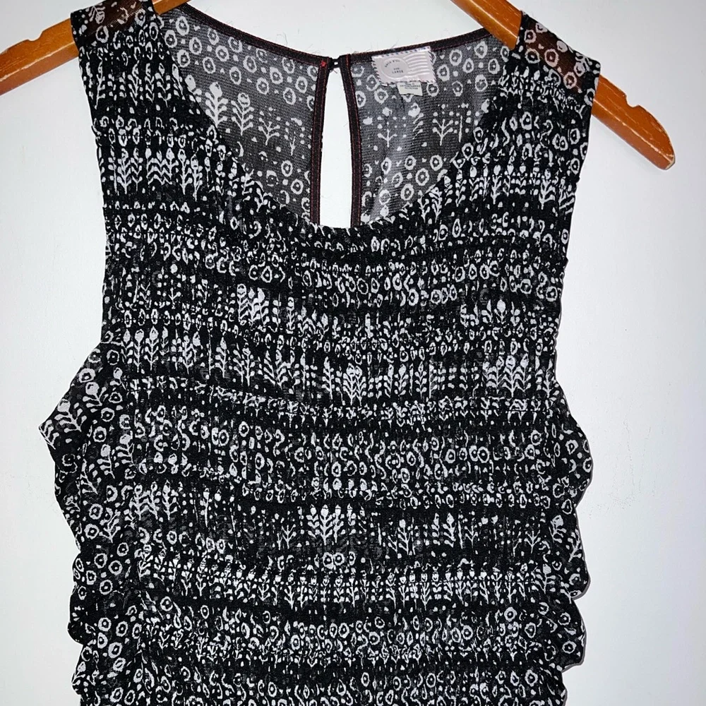Anthropologie Postage Stamp Sleeveless Ruffled Keyhole Back Dress Sz L